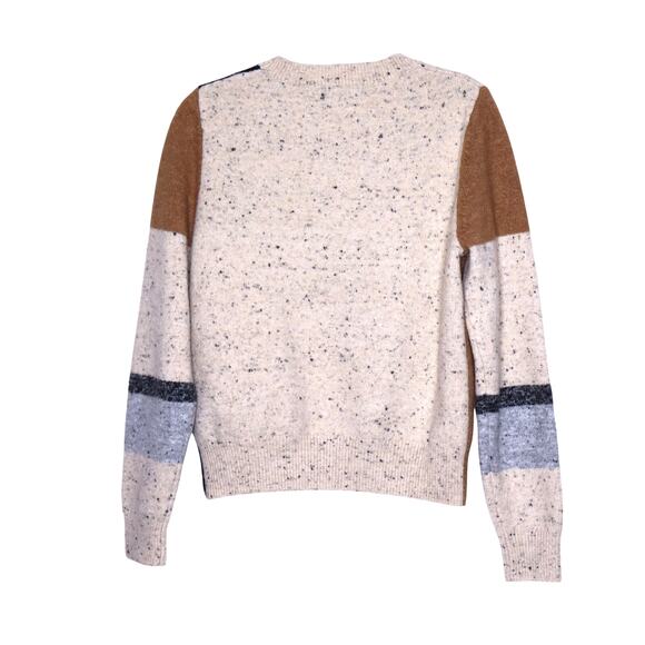 JOHN & JENN Speckled Colorblock Sweater Beige Knit Crewneck Casual Women's M - Picture 2 of 9